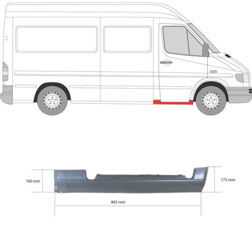Поріг передній правий Mercedes Sprinter W901-W903, VW LT 1 1995-2006 Klokkerholm