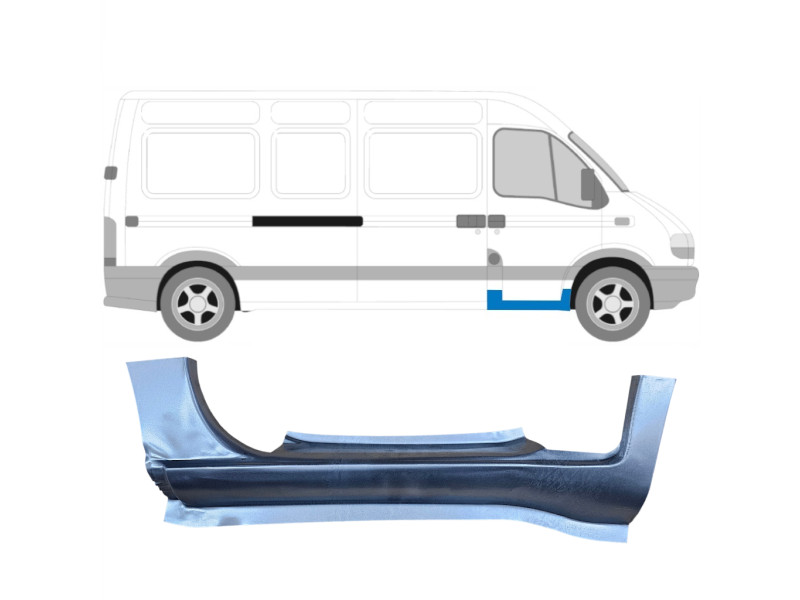 Поріг передній правий Renault Master, Opel Movano 98-09 (KH) під дверима