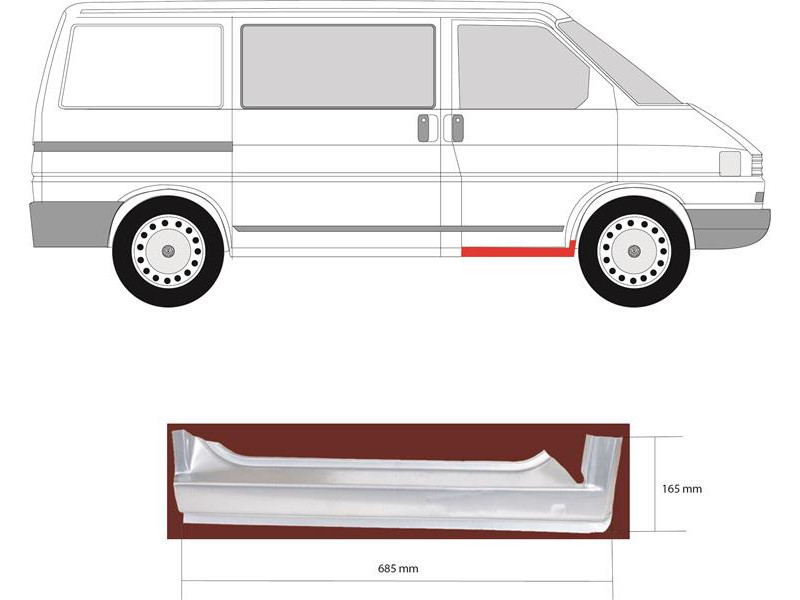 Поріг передній правий VW Transporter T4 90-03 (KH) пороги Т4