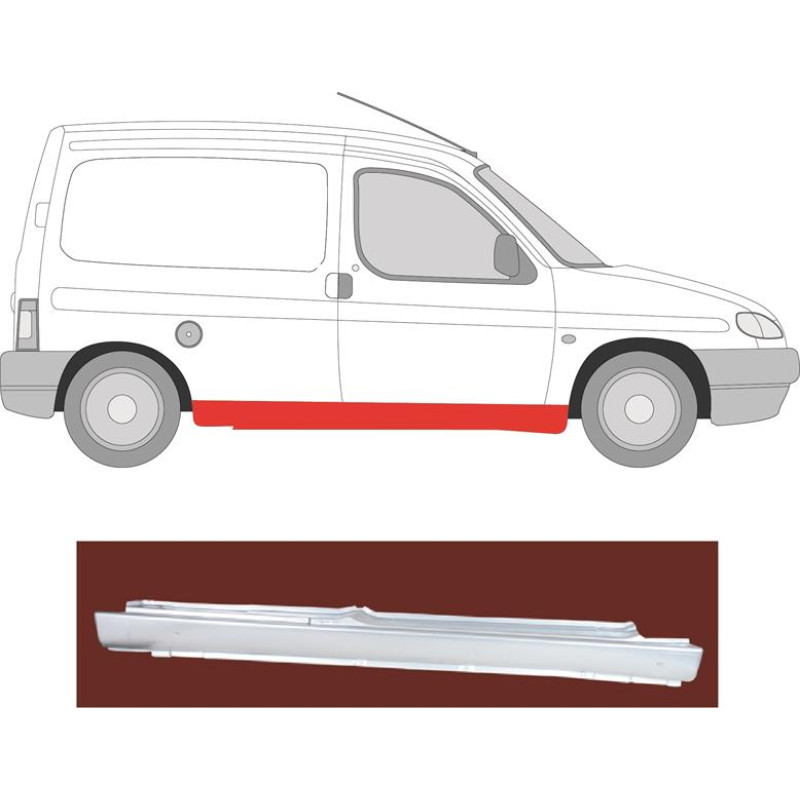 Поріг правий Citroen Berlingo, Peugeot Partner 97-08 (PL) без зсувних дверей