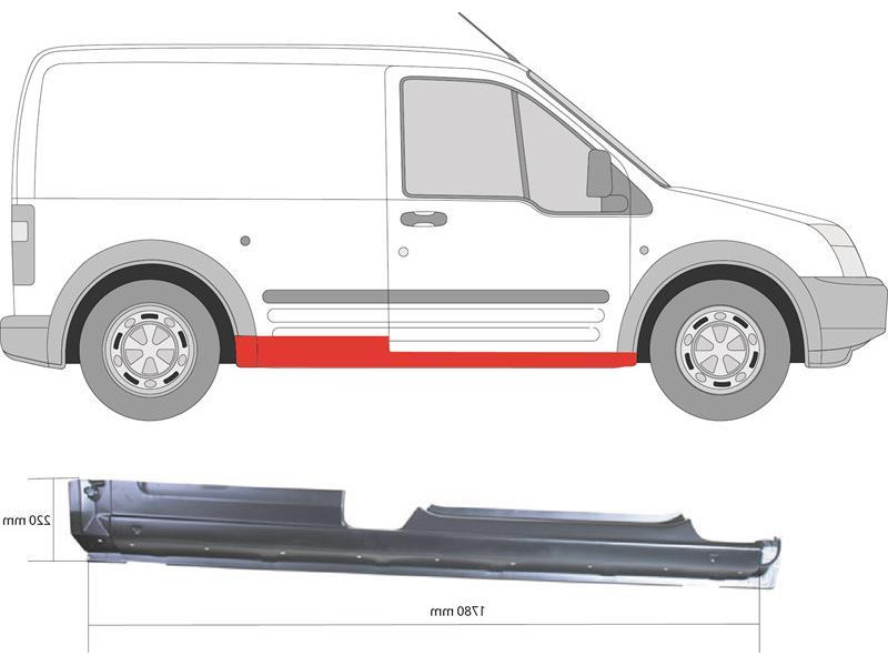 Поріг правий Ford Transit Connect, Tourneo 02-13 (Klokkerholm)