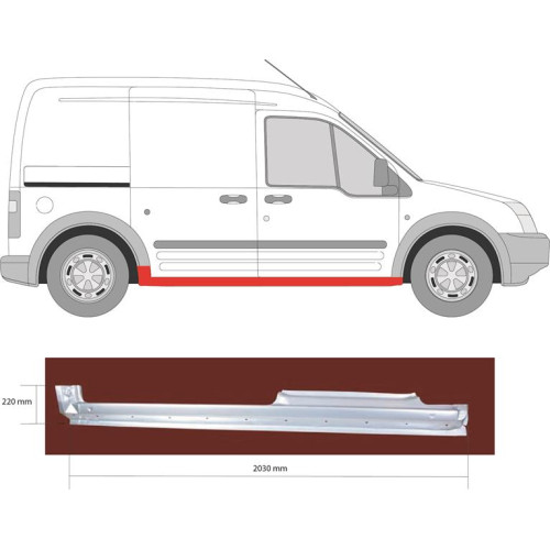Поріг правий Ford Transit Connect, Tourneo 02-13 Klokkerholm довга база