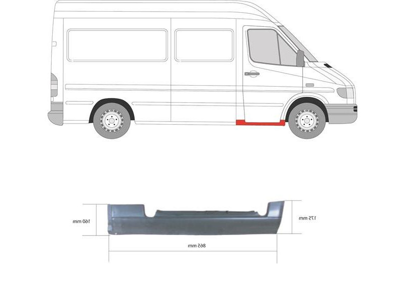 Поріг передній правий Mercedes Sprinter W901-W903, VW LT 1 95-06 (PL)