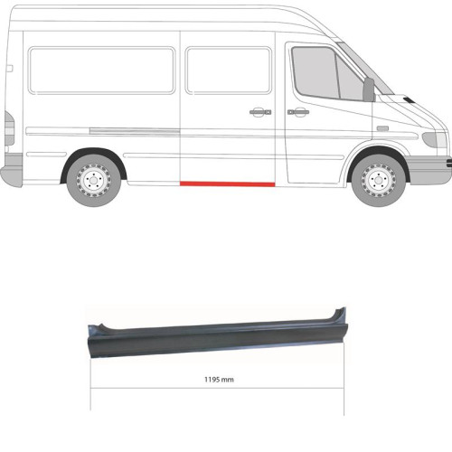 Поріг правий Mercedes Sprinter W901-W903, VW LT 2 1995-2006 (Polcar)