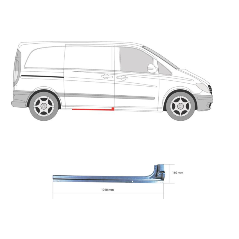 Поріг середній правий внутрішній для Mercedes Vito W639 03-14 (Польща)