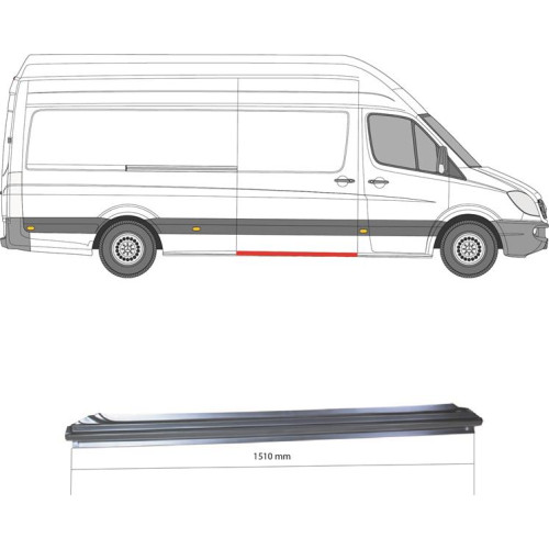 Поріг середній правий під дверима Mercedes Sprinter W906, VW Crafter 1 2006-2018 Klokkerholm 1 мм.