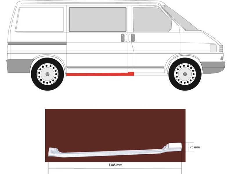 Поріг правий під розсувні двері VW Transporter T4 90-03 (Klokkerholm)