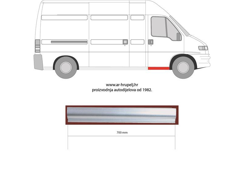 Поріг передній правий Citroen Jumper, Fiat Ducato, Peugeot Boxer 94-06 (Klokkerholm)