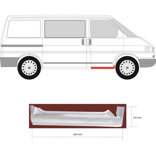 Поріг передній правий VW Transporter T4 1990-2003 (PL)