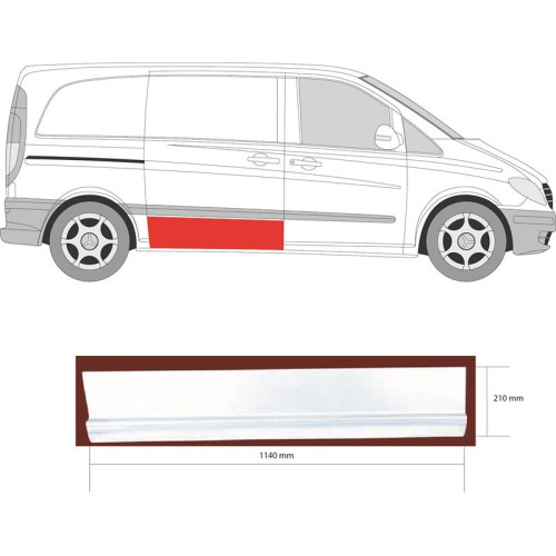 Ремчастина бокової дверки права зовнішня Mercedes Vito W639 2003-2014 (KK)