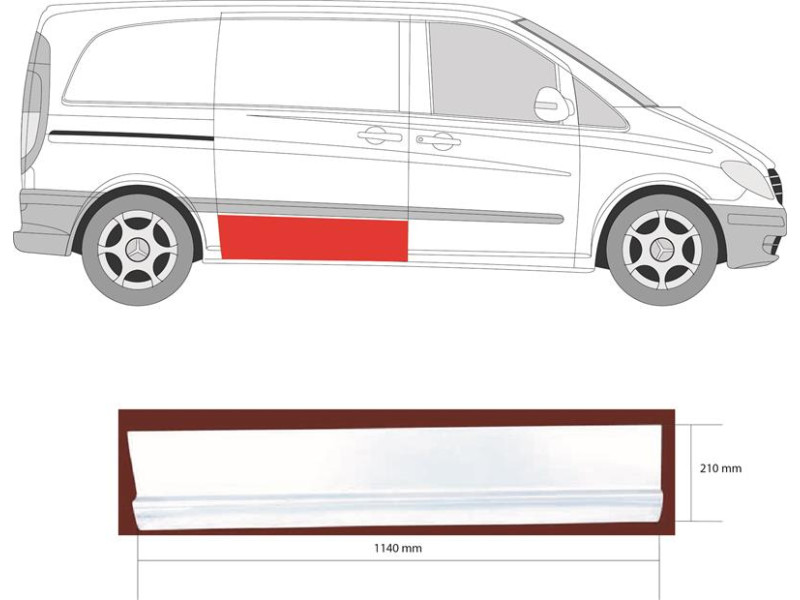 Ремчастина бокової дверки права зовнішня Mercedes Vito W639 03-14 (Klokkerholm)