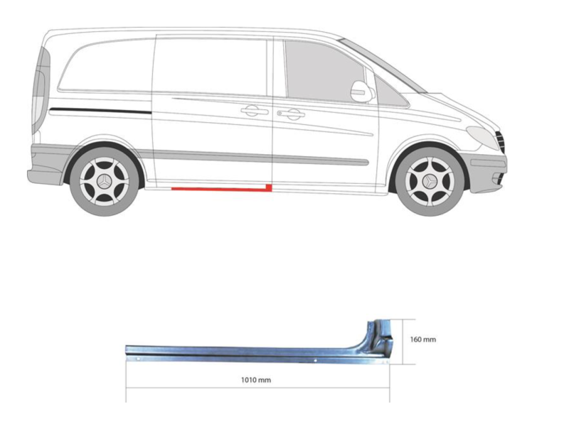 Поріг середній правий внутрішній Mercedes Vito W639 03-14 (FPS)