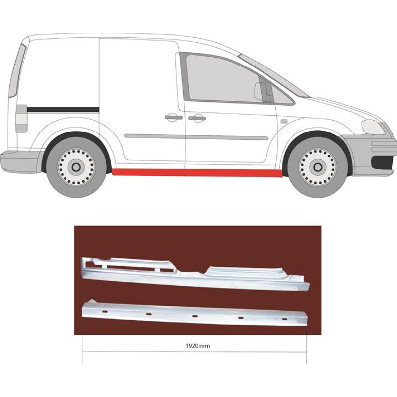 Поріг правий VW Caddy 3 04-15 (KH) 3/4 двері