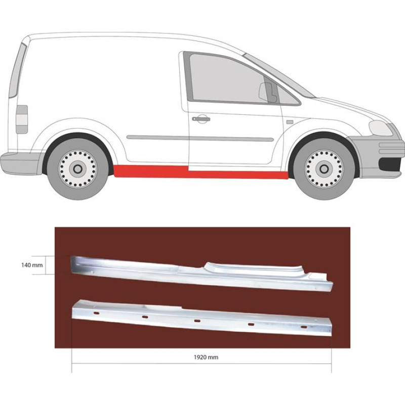 Поріг правий для VW Caddy 3 04-15 (Klokkerholm), 2 двері