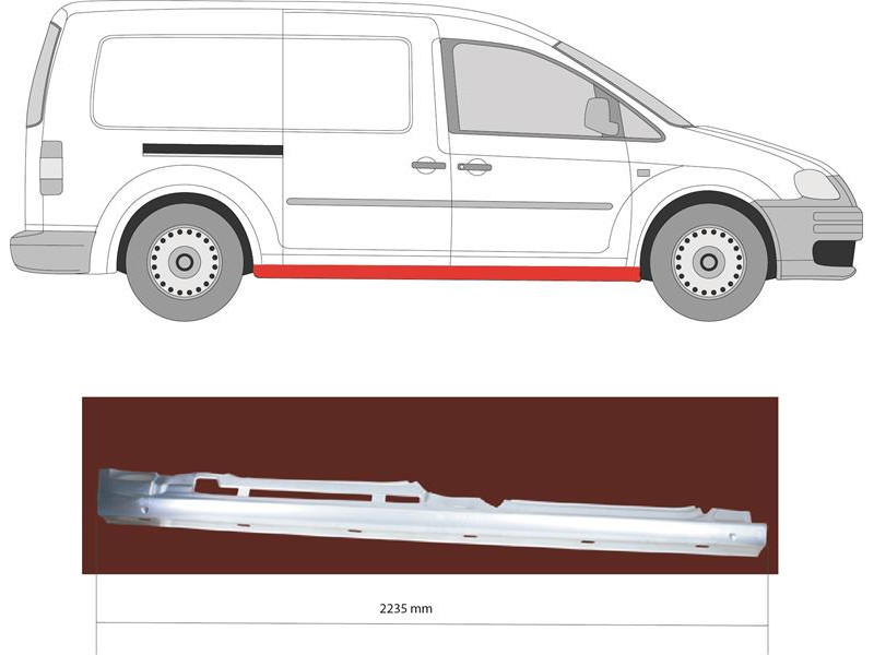 Поріг правий VW Caddy 3 Maxi 04-15 (KH) 4 двері