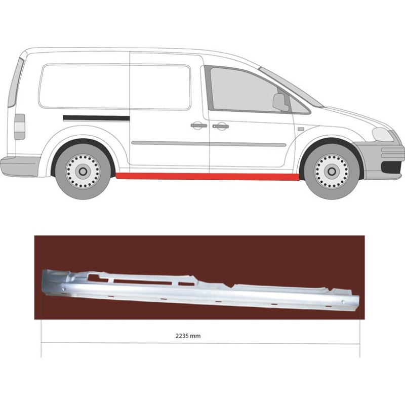 Поріг правий VW Caddy 3 Maxi 04-15 (Klokkerholm) 4 двері