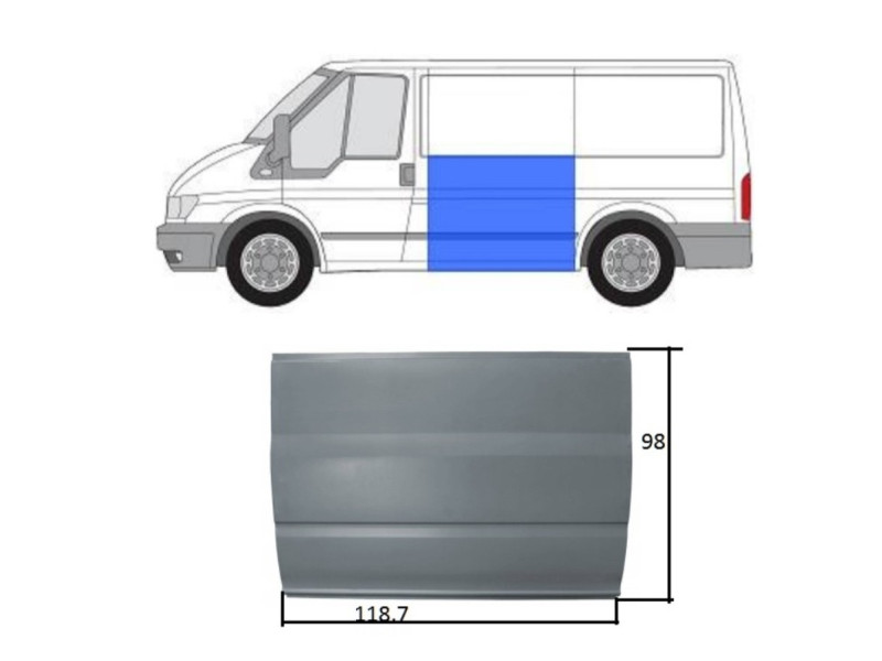 Поріг середній лівий Ford Transit 00-13 до вікна (FPS) коротка база