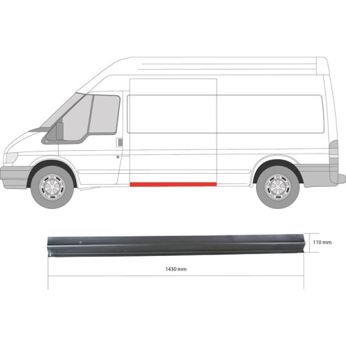 Поріг середній лівий Ford Transit 00-14 Klokkerholm висота 11 см, довжина 143 см