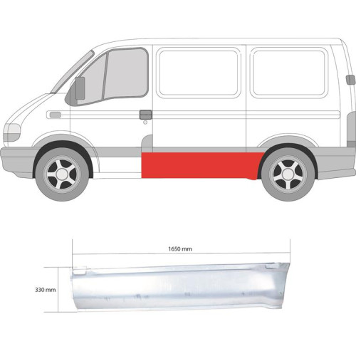 Поріг середній лівий Renault Master 2, Opel Movano 98-09 коротка база (PL)