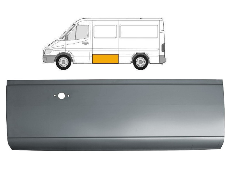 Поріг середній лівий висота 39 см Mercedes Sprinter W901-W903, VW LT 2 95-06 (PL) з отв. під габарит