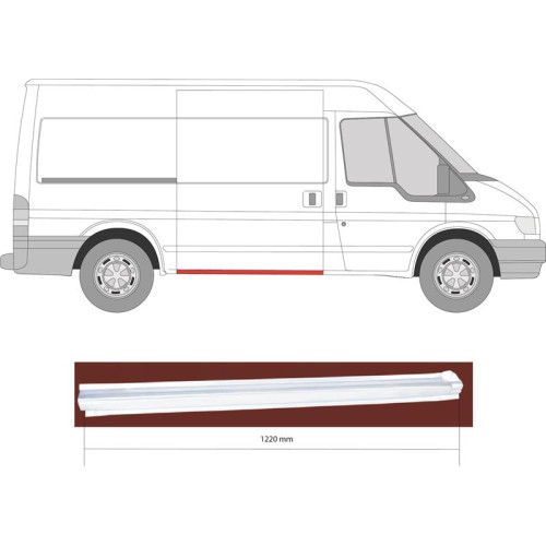 Поріг середній правий під дверима Ford Transit 2000-2013 (PL) коротка база