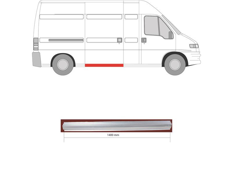 Поріг середній правий під дверима Peugeot Boxer, Citroen Jumper, Fiat Ducato 94-06 (KK)