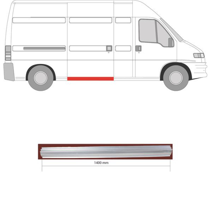 Поріг середній правий під дверима Peugeot Boxer, Citroen Jumper, Fiat Ducato 94-06 (Польща) 5702424Q