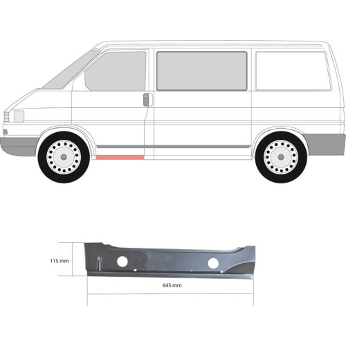Поріг внутрішній передній лівий VW Transporter T4 1990-2003 (P)