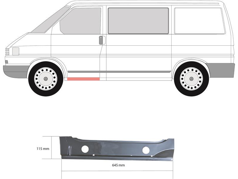 Поріг внутрішній передній лівий VW Transporter T4 90-03 (P)