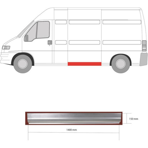 Поріг середній лівий для Citroen Jumper, Fiat Ducato, Peugeot Boxer 1994-2006 (PL)