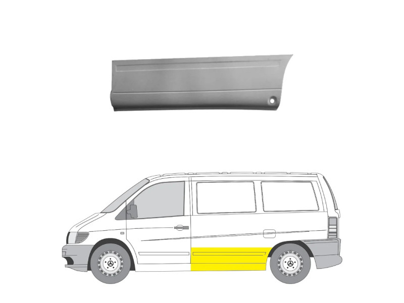 Поріг задній лівий високий Mercedes Vito W638 1996-2003 (PL)