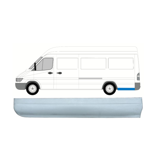 Поріг задній лівий за колесом Mercedes Sprinter W901-W903, VW LT 2 довга база FPS 94 см по смузі