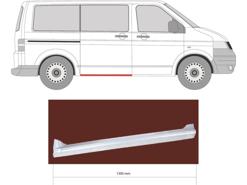 Поріг зсувних дверей правий VW Transporter T5 03-15 (KH)