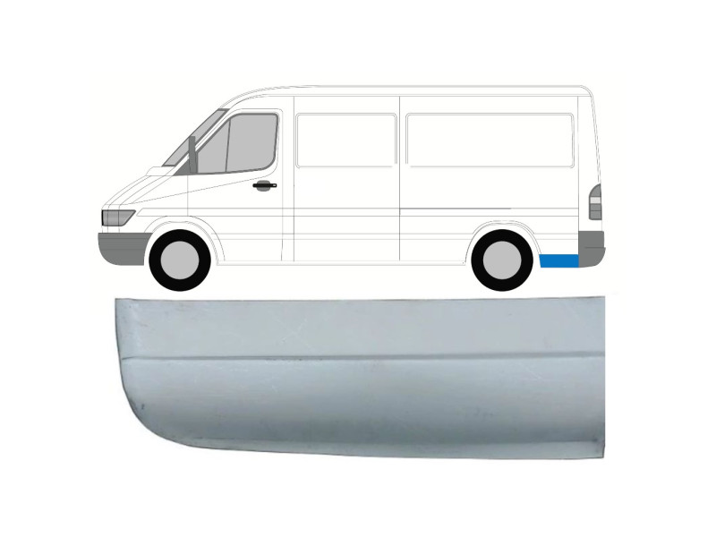 Порог задній лівий за колесом Mercedes Sprinter W901-W903, VW LT 2 середня база