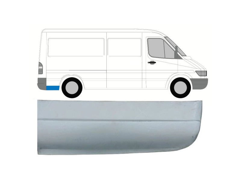Порог задній правий за колесом Mercedes Sprinter W901-W903, VW LT 2 середня база