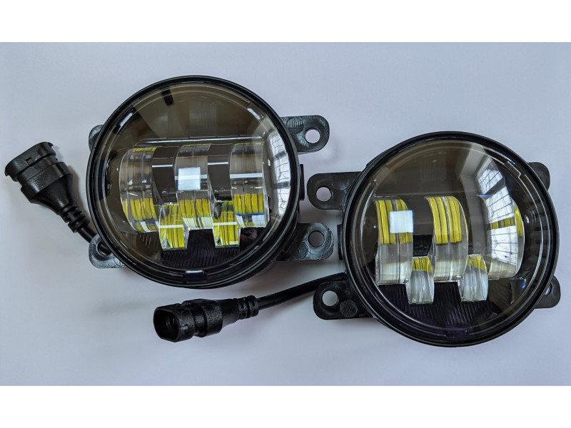 Протитуманні фари LED (ДХВ і поворот жовтий) Renault Duster, Logan, Ford Focus 3, Fiesta, Mitsubishi L200, Daewoo Nexia N150, Suzuki Vitara, SX4