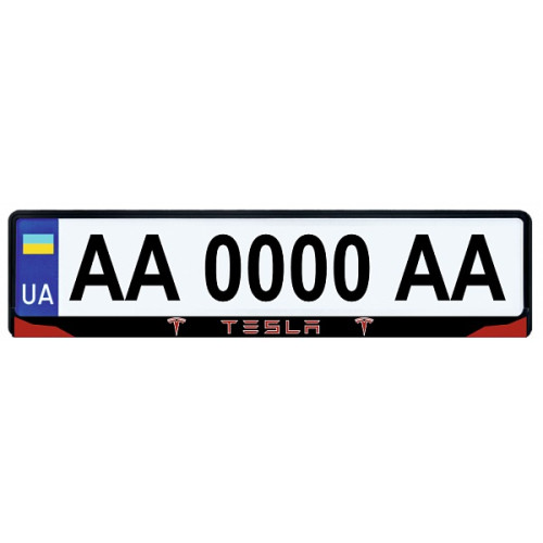 Рамка номера передня/задня чорно-червона Tesla Model S/X/3/Y