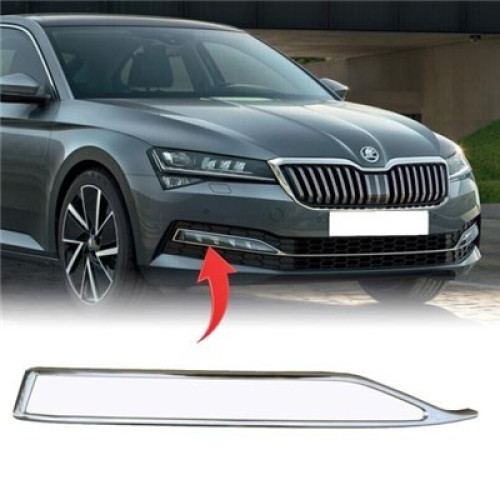 Рамка протитуманної фари права хром Skoda Superb 3V 2019-2023 FPS 3V0853768D 2ZZ