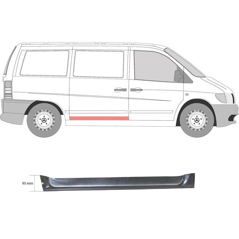 Ремчастина бокової дверки права внутрішня Mercedes Vito W638 96-02