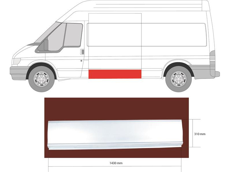 Поріг середній лівий Ford Transit 00-13 (FPS) середня і довга база