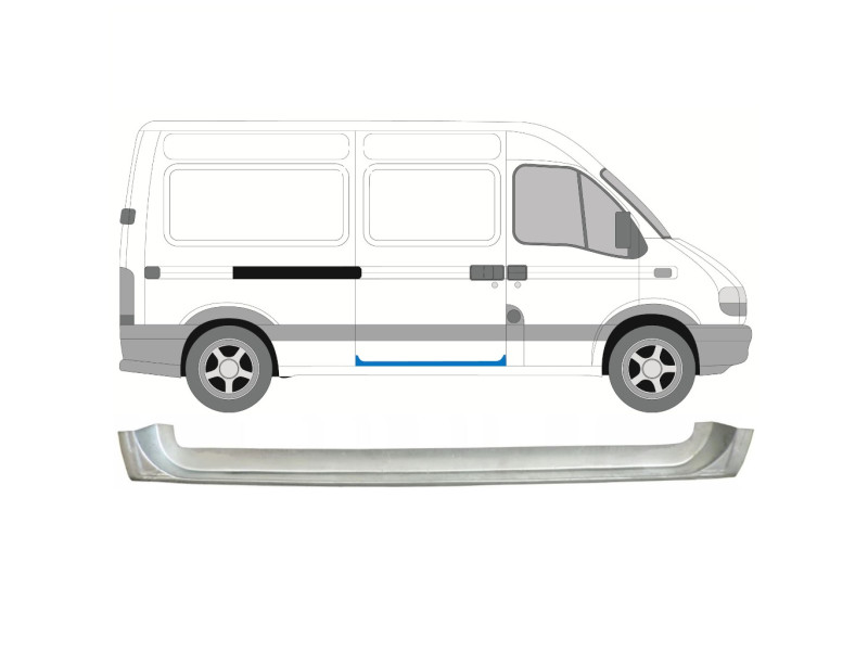 Ремчастина бічних дверей внутрішня права Renault Master 2, Opel Movano 98-09 (KK)