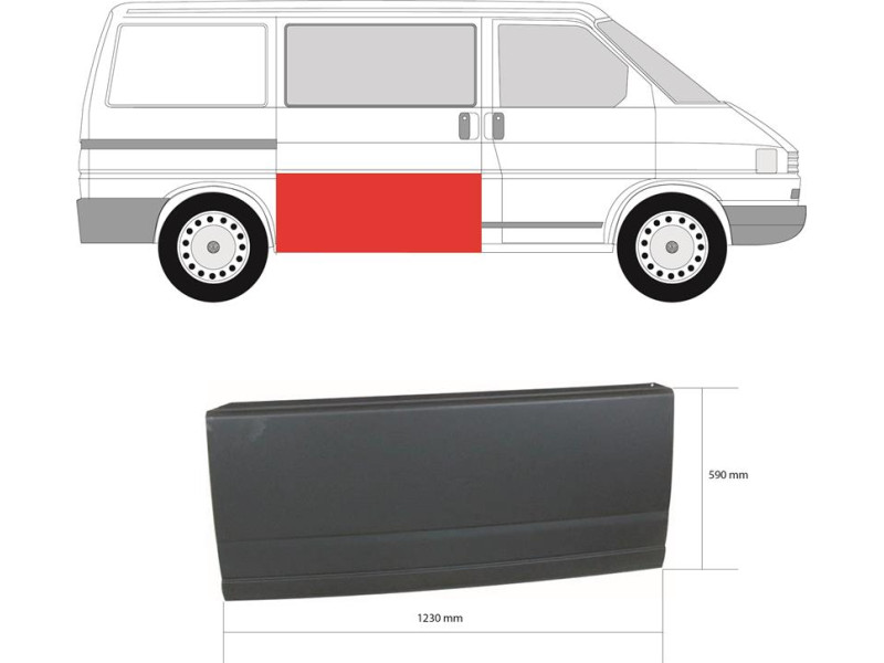 Ремчастина бічної двері права VW Transporter T4 (Klokkerholm) 55 см