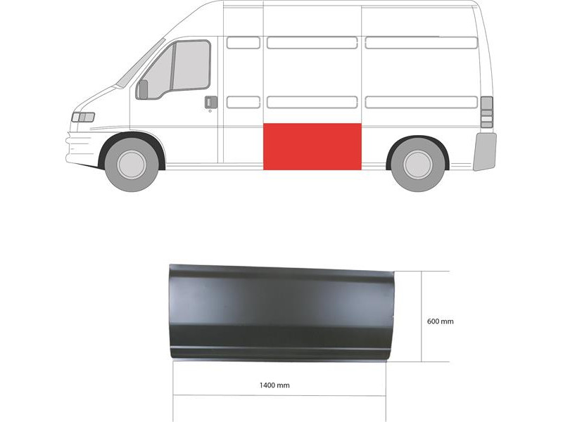 Поріг середній лівий/правий високий Citroen Jumper, Fiat Ducato, Peugeot Boxer 94-05 (KH)