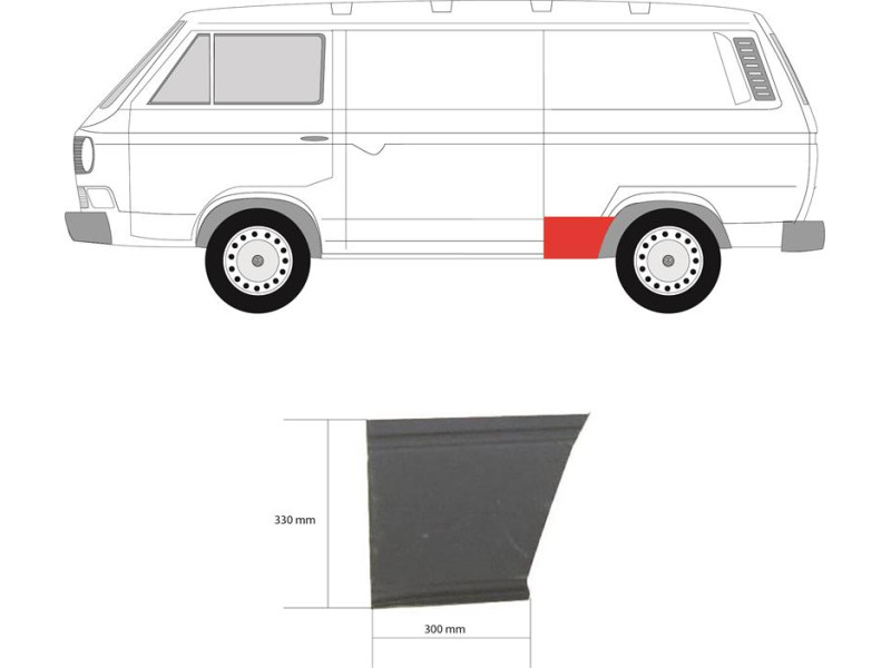 Ремчастина бока ліва перед колесом VW Transporter T3 (Klokkerholm)