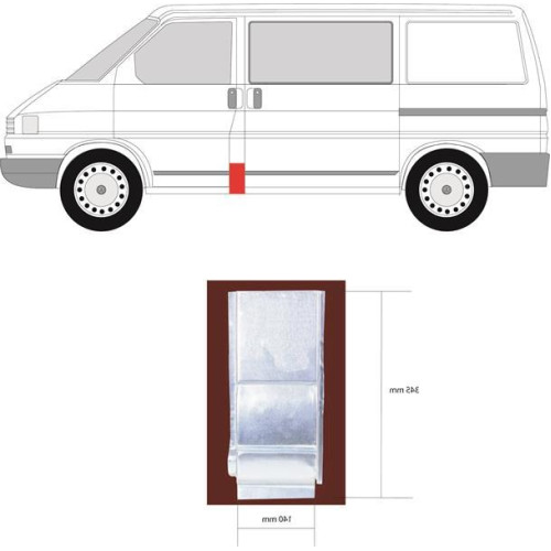 Ремчастина бока ліва вертикальна VW Transporter T4 1990-2003 (KH) 701809843B