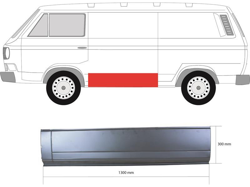 Ремчастина бока ліва VW Transporter T3 (Klokkerholm) довжина 130 см