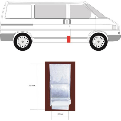 Ремчастина бока мала VW Transporter T4 1990-2003 між дверима права POTRYKUS 
