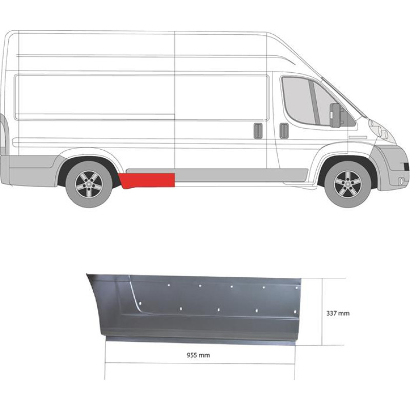 Поріг задній правий перед колесом Fiat Ducato, Citroen Jumper, Peugeot Boxer 06-14, 14- довга база 