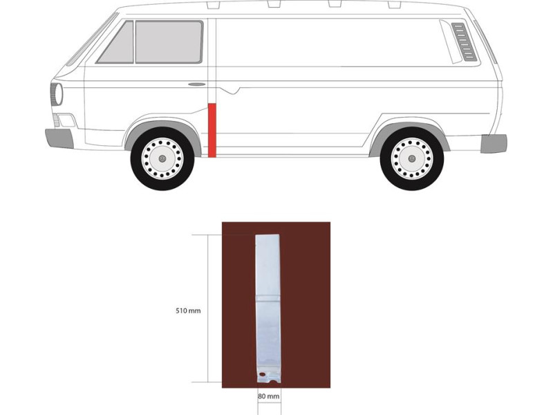 Ремчастина бока передня ліва VW Transporter T3 (Klokkerholm) довжина 8 см, висота 51 см