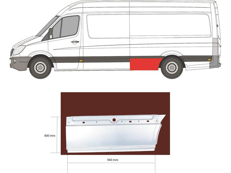 Арка задня нижня перед колесом ліва Mercedes Sprinter W906, VW Crafter 1 06-18 довга база (Klokkerholm)
